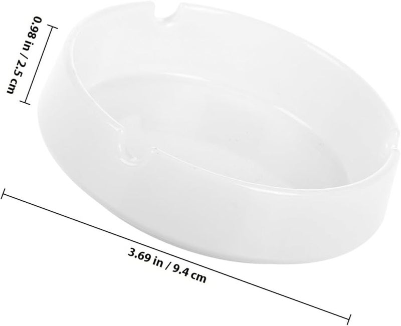 White Melamine Ashtray Set 2Pcs Round Heat Resistant Portable Ash Holder for Home Office Patio - Image 2